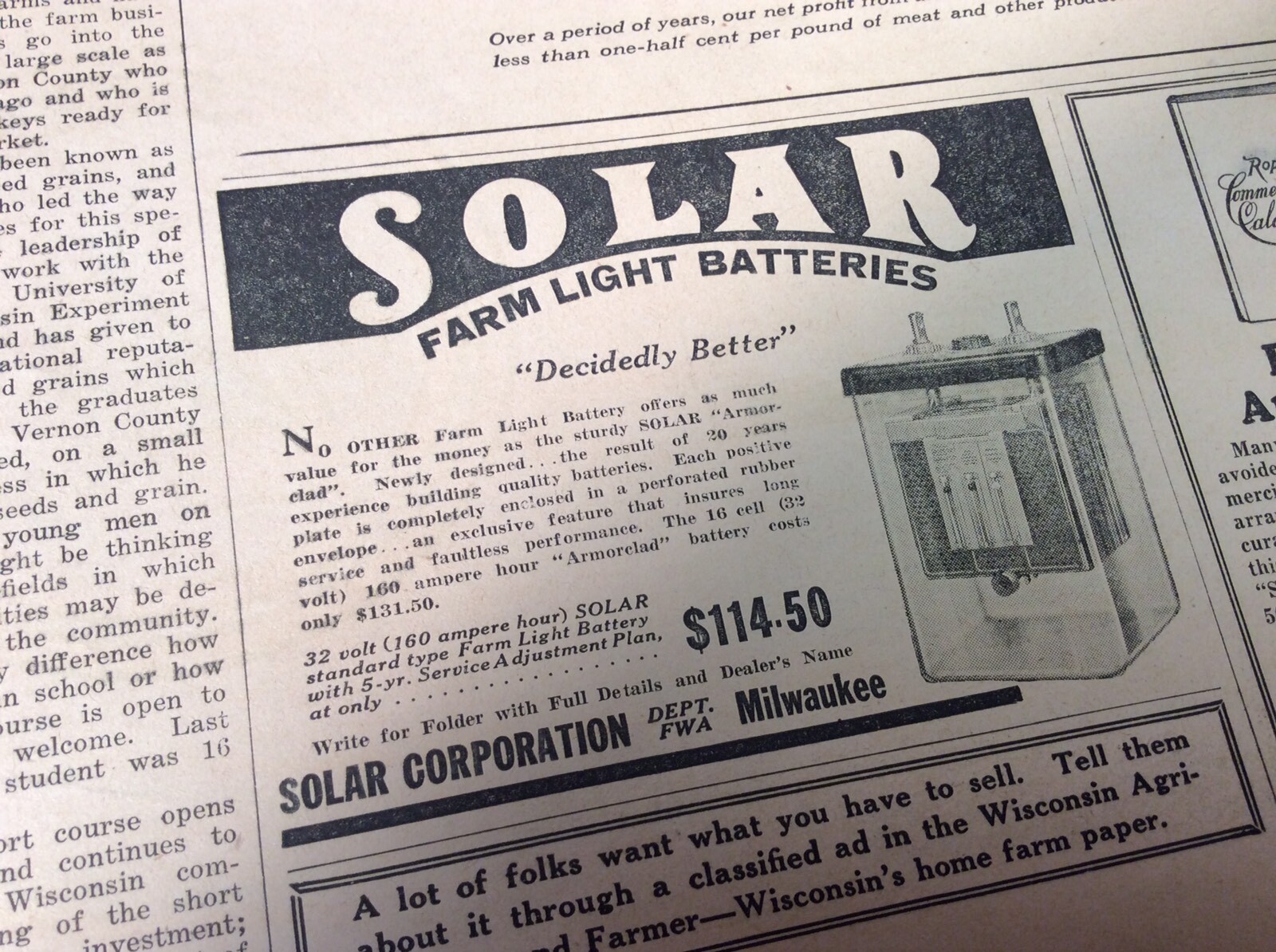 Antique “Wisconsin Agriculturist And Farmer” Newspaper 1933 Interesting Read C9