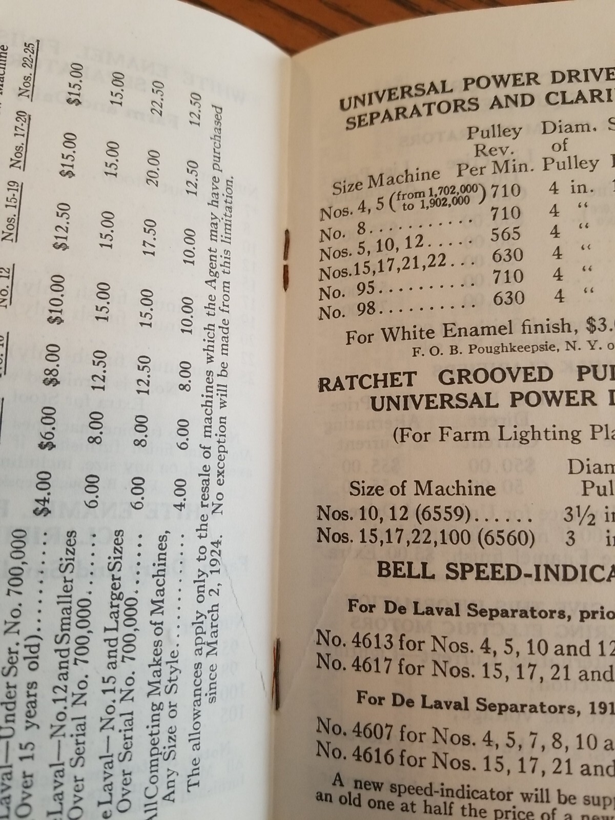 DeLaval Agent&rsquo;s Price List 1925 CREAM SEPARATOR Dairy Agricultural