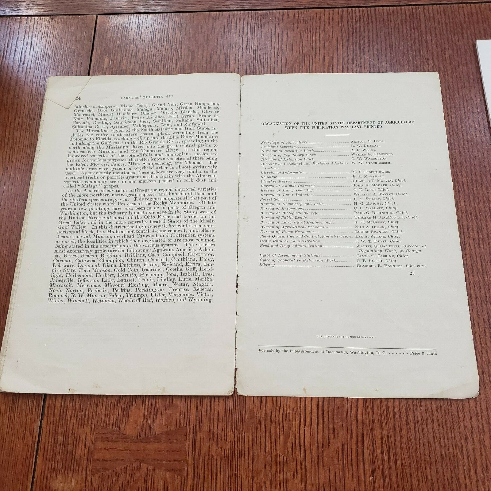 Vintage 2 Pamphlets 1932 U.S. Department of Agriculture 1949 Grape Growing in KS