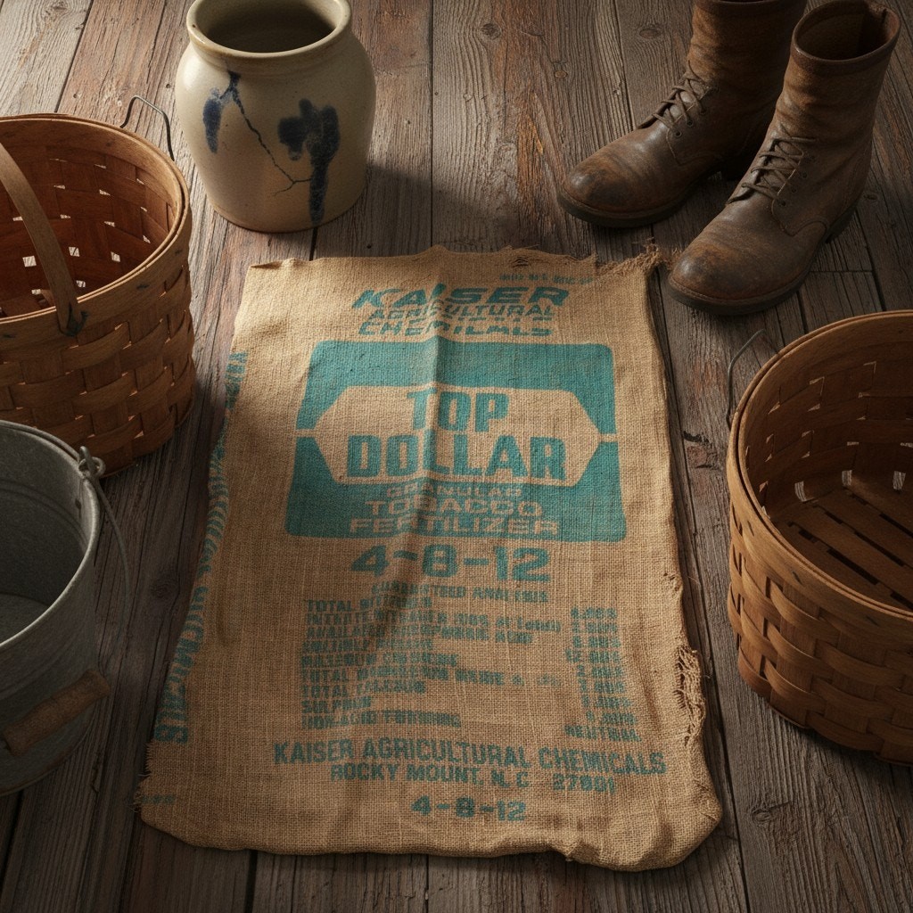Vintage Tobacco Burlap Sack-Rocky Mount NC-Farmhouse-Textile-Grain Bag-Primitive