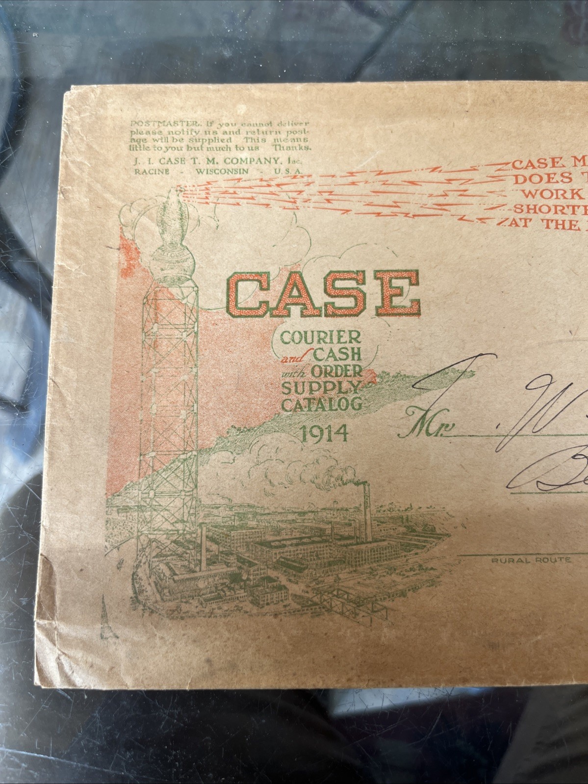 Antique 1914 Case Steam Tractor Engine Envelope, Bela Pa. Clarion Co., Eagle