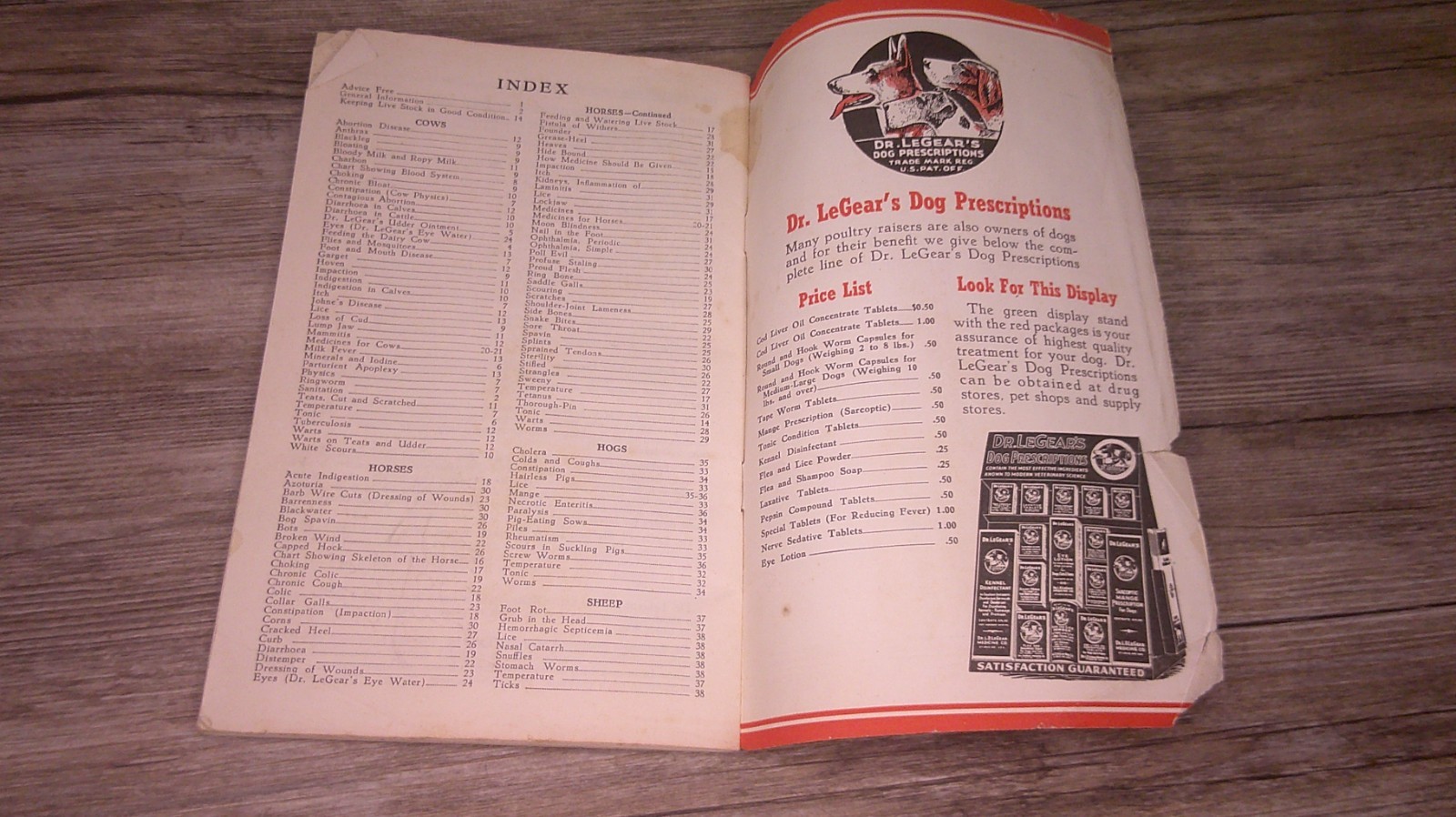 Dr. LeGear&rsquo;s livestock manual treatment of animals lots advertising 8O