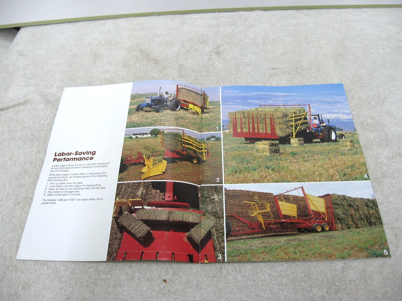 1988 FORD NEW HOLLAND TRACTOR PULL TYPE BALE WAGON BROCHURE 1003 1036 1037