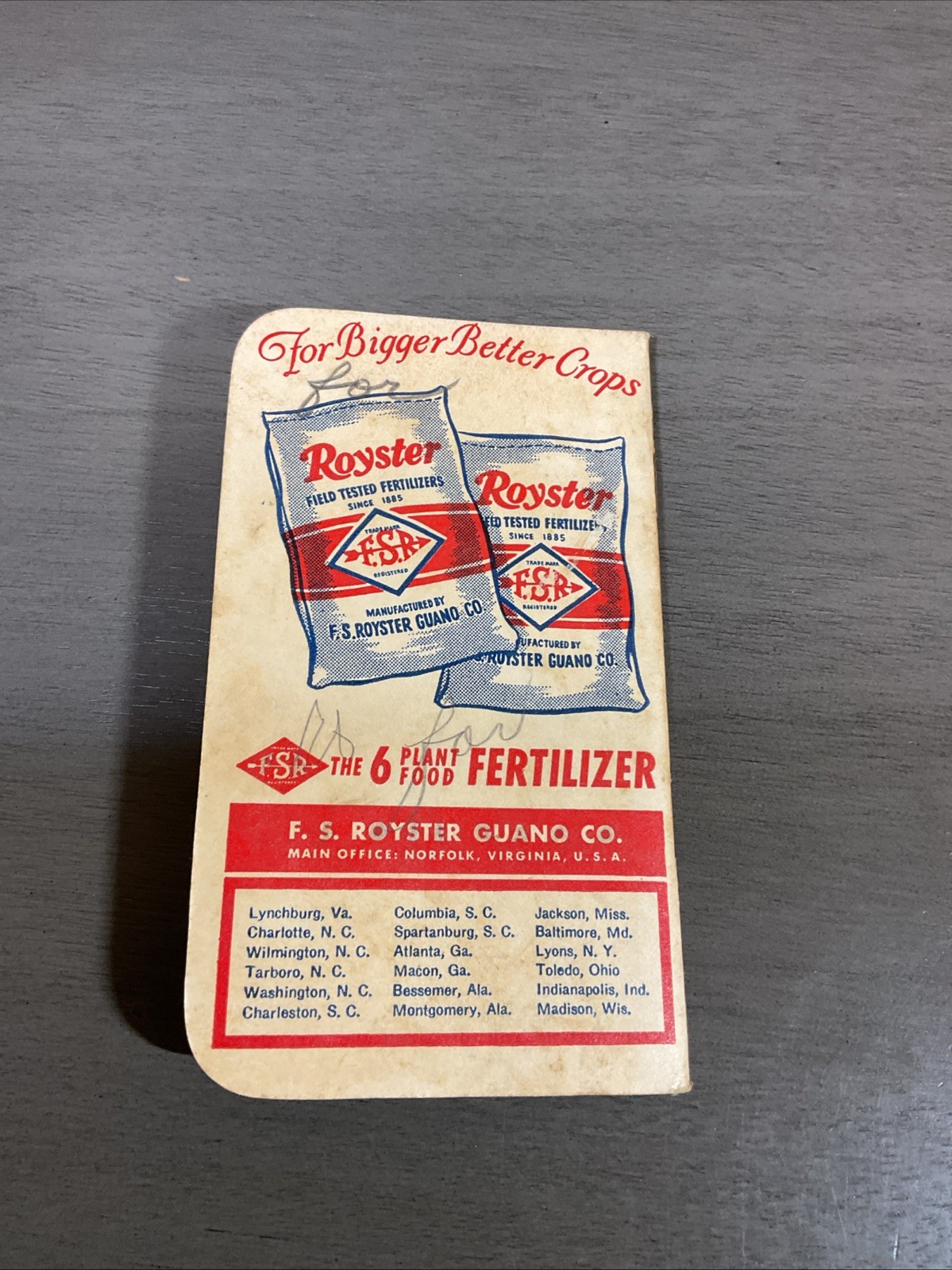 Vintage 1953 53 Royster Guano Co Fertilizer Ledger Farm Notepad Reference B36