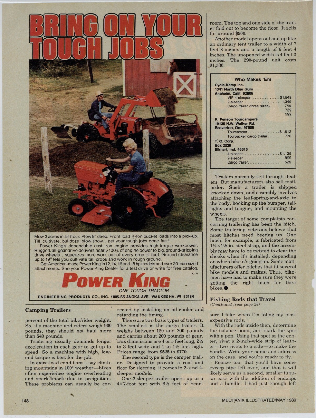 1980 Engineering Products Co. Ad: Power King Lawn & Garden Tractors – Waukesha