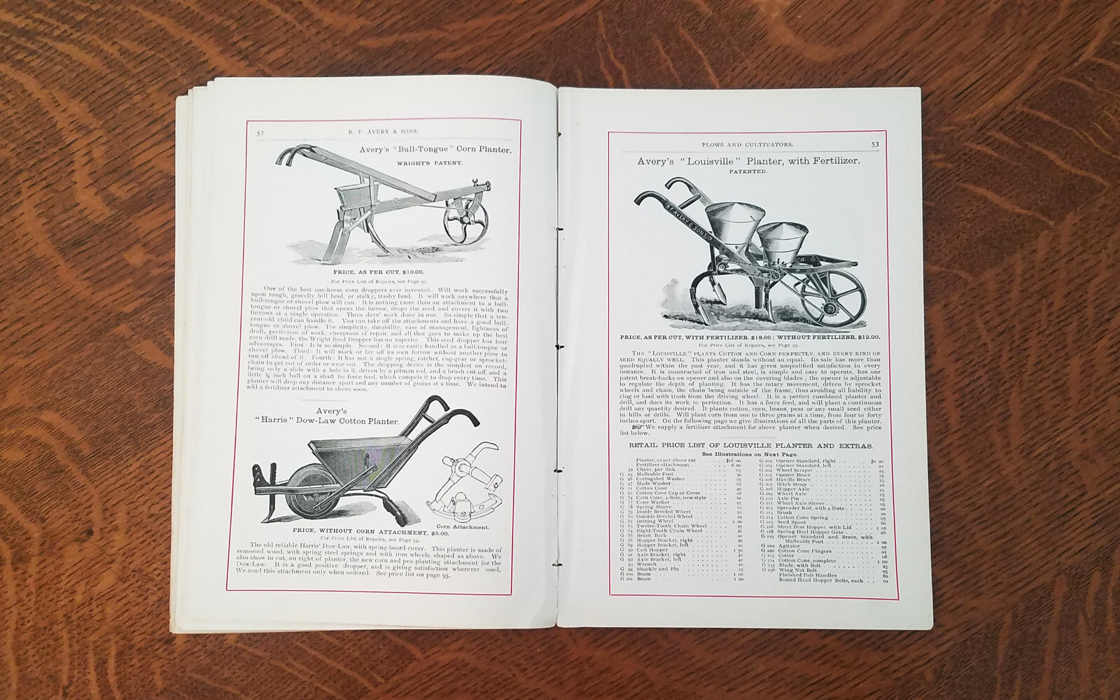 1892 BF Avery Plow Cultivator Farm Garden Catalog Horse Drawn Brochure