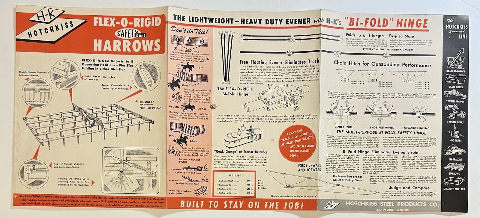 H-K Hotchkiss Steel Fold Out Advertising Brochure, Bradford, Illinois