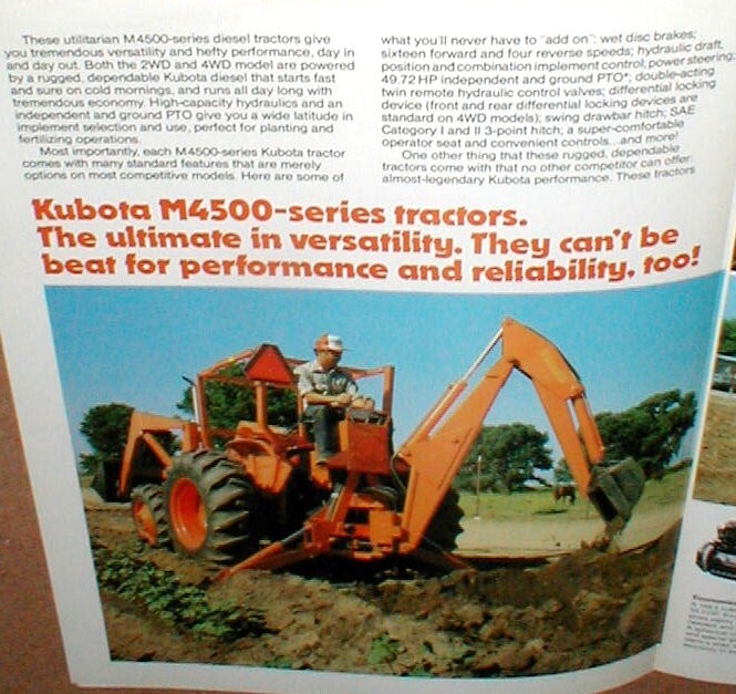 Kubota Diesel Tractor M4500 F/DT Full Color 4 Page 1981 Dealer Brochure