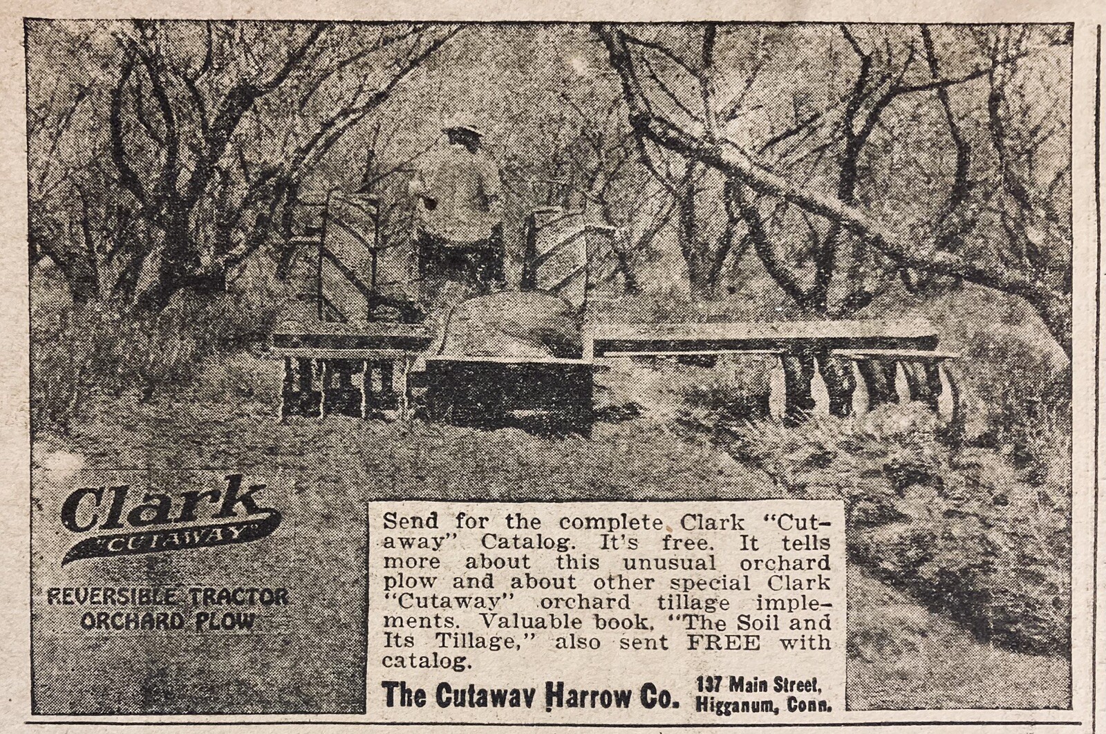 1928 AD.(XH63)~CUTAWAY HARROW CO. MAIN ST. HIGGANUM, CONN. TRACTOR PLOW