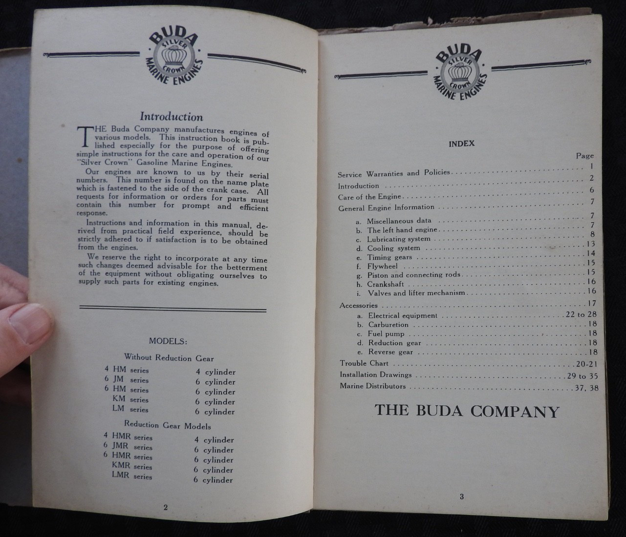 1936 Buda « Silver Crown » Marine Engines Operators Installation Manual ORIGINAL!