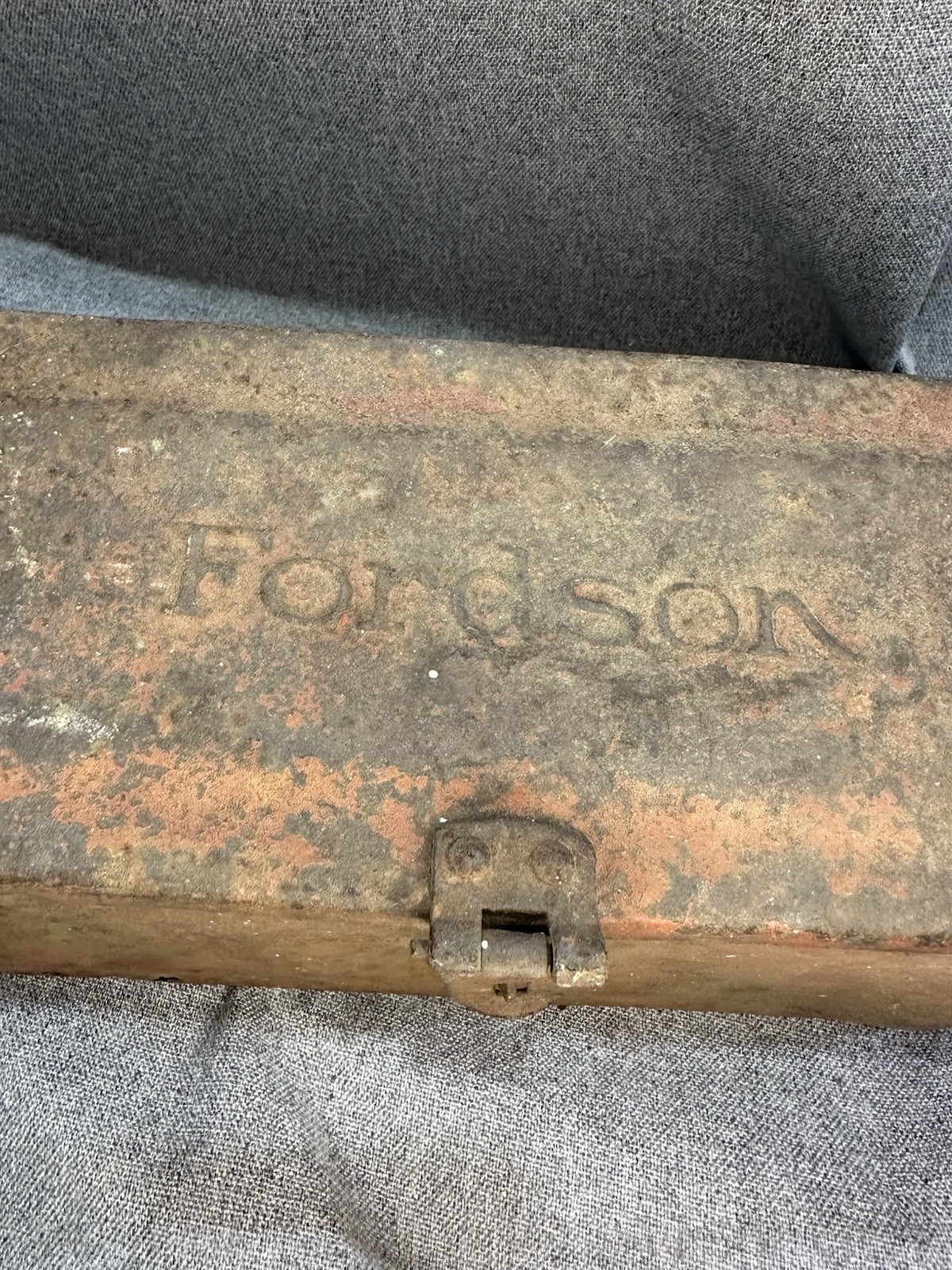 Vintage Fordson Tractor Tool Utility Box Embossed Lid Locking Clasp