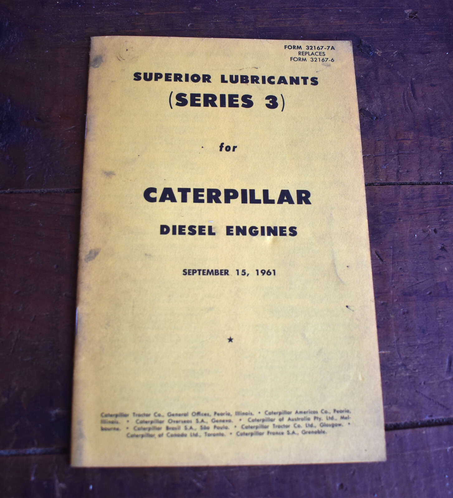 VIntage 1961 Caterpillar Diesel Engines Superior Lubricants Guide Brochure