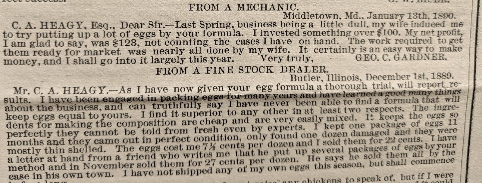 1890 Golden Egg Formula Newsletter Poultry Circular Eggs Agriculture Ad Brochure