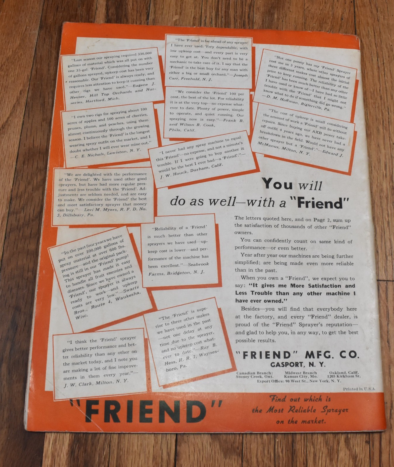 Vintage Friend Farm Pump Sprayer Advertising Sales Brochure