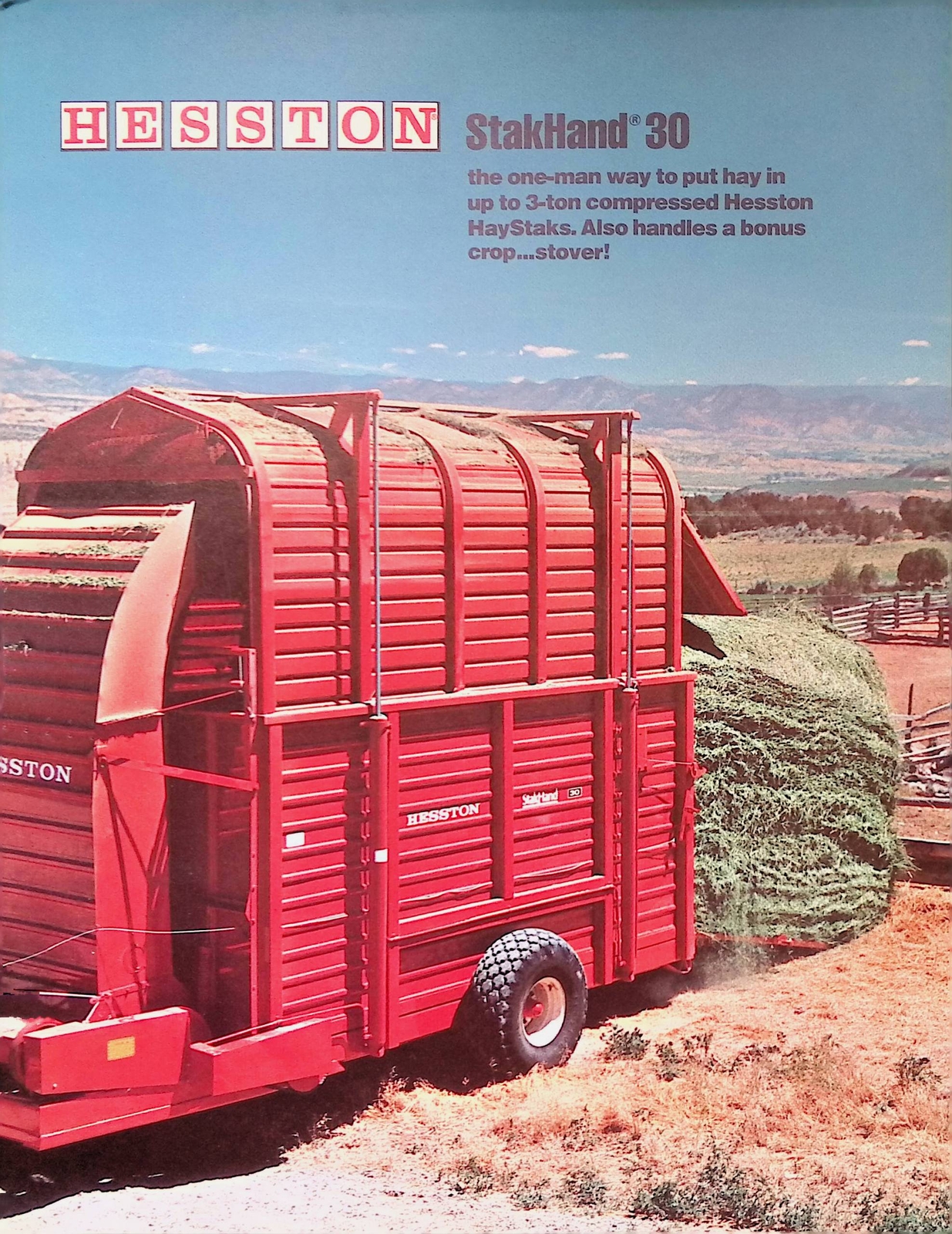 Vintage Farm Advertisement Spec Sheet Hesston StakHand 30 the one man way to put