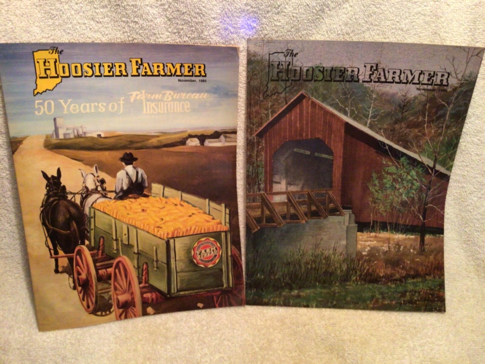 2 Vtg. Hoosier Farmer Magazines 1985 & 1986 With 50 Years Farm Bureau Insurance