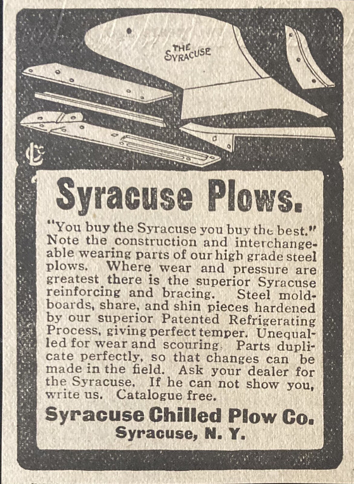 1905 AD.(XH29)~SYRACUSE CHILLED PLOW CO. SYRACUSE PLOWS