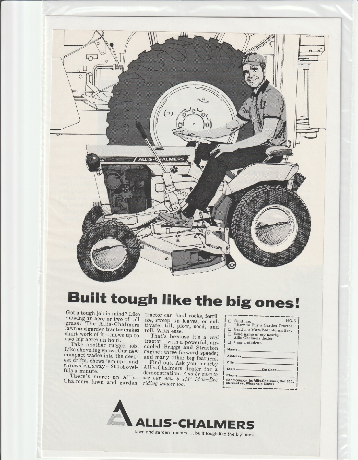 Original 1967 Allis-Chalmers Lawn Tractor Magazine Ad « Built Tough Like the… »