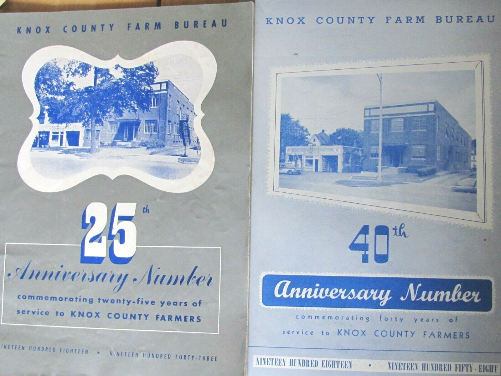 KNOX COUNTY ILL FS FARM BUREAU 25 & 40 YEARS ANNIVERSARY MAGAZINE 1943 & 1958