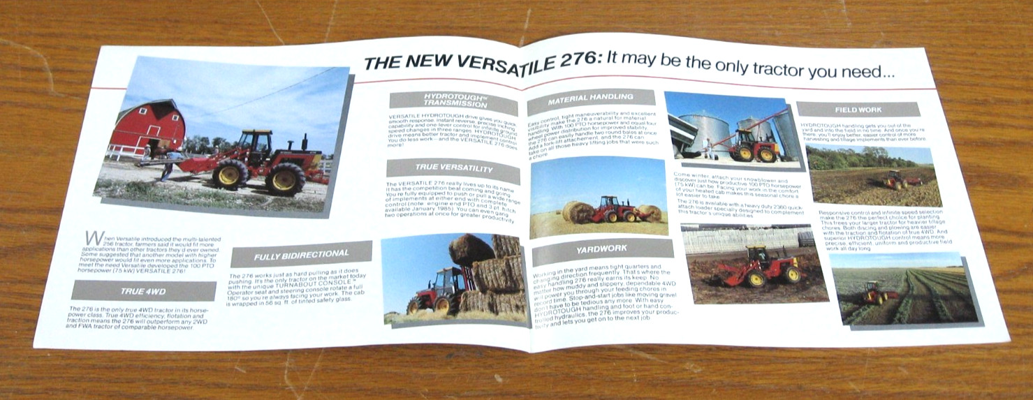 VINTAGE 1984 VERSATILE TRACTOR 276 4 WHEEL DRIVE BROCHURE SALES CATALOG