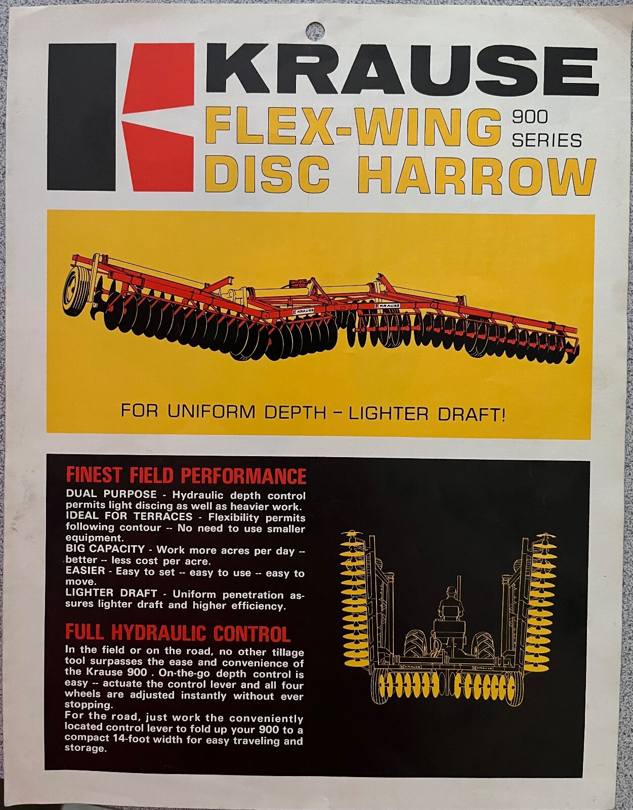 Krause Tandem Disc Harrow 900 Series Flex Wing Brochure 1 Sheet Card Stock
