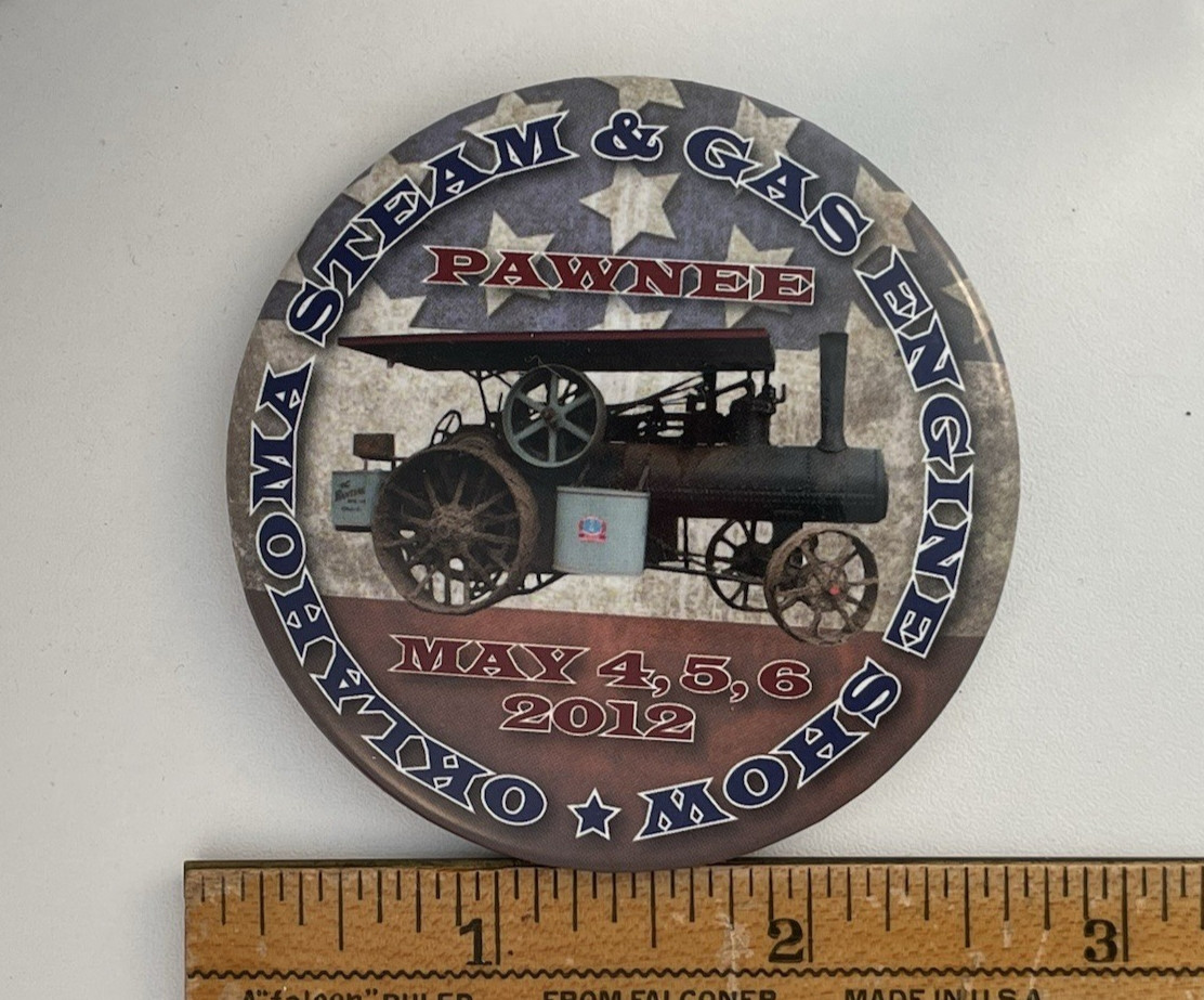 Pinback Advertising Button: Oklahoma Steam & Gas Engine Show 2012