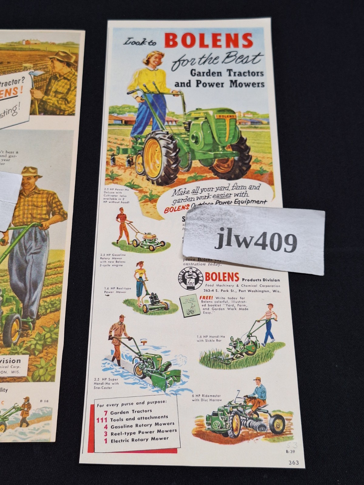 2 Vintage 1952 1953 BOLENS GARDEN TRACTOR MOWERS Original Print Ads Magazine