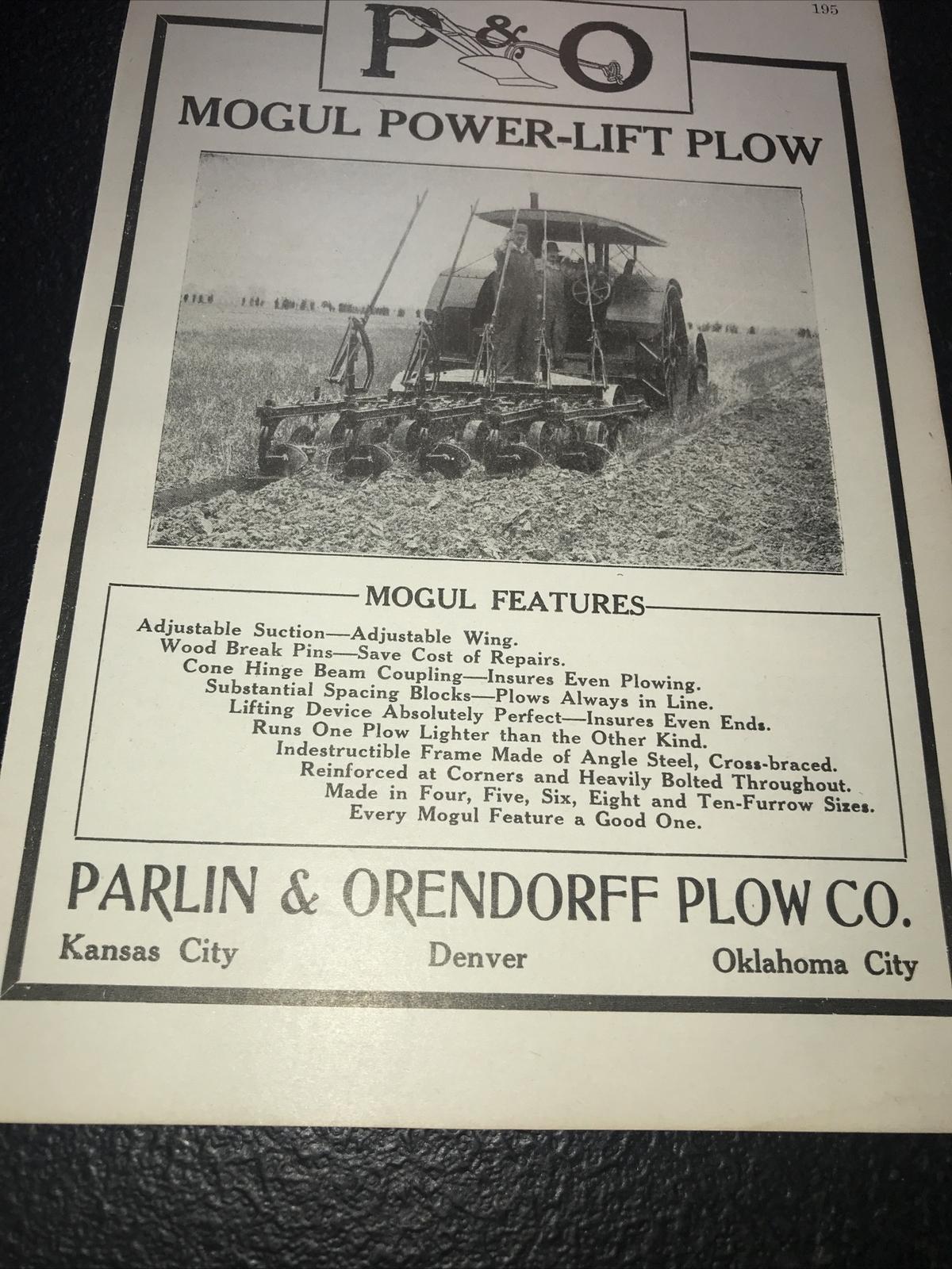 1916 Parlin & Orendorff P&O Mogul Farm Advertising – Kansas City Denver Oklahoma