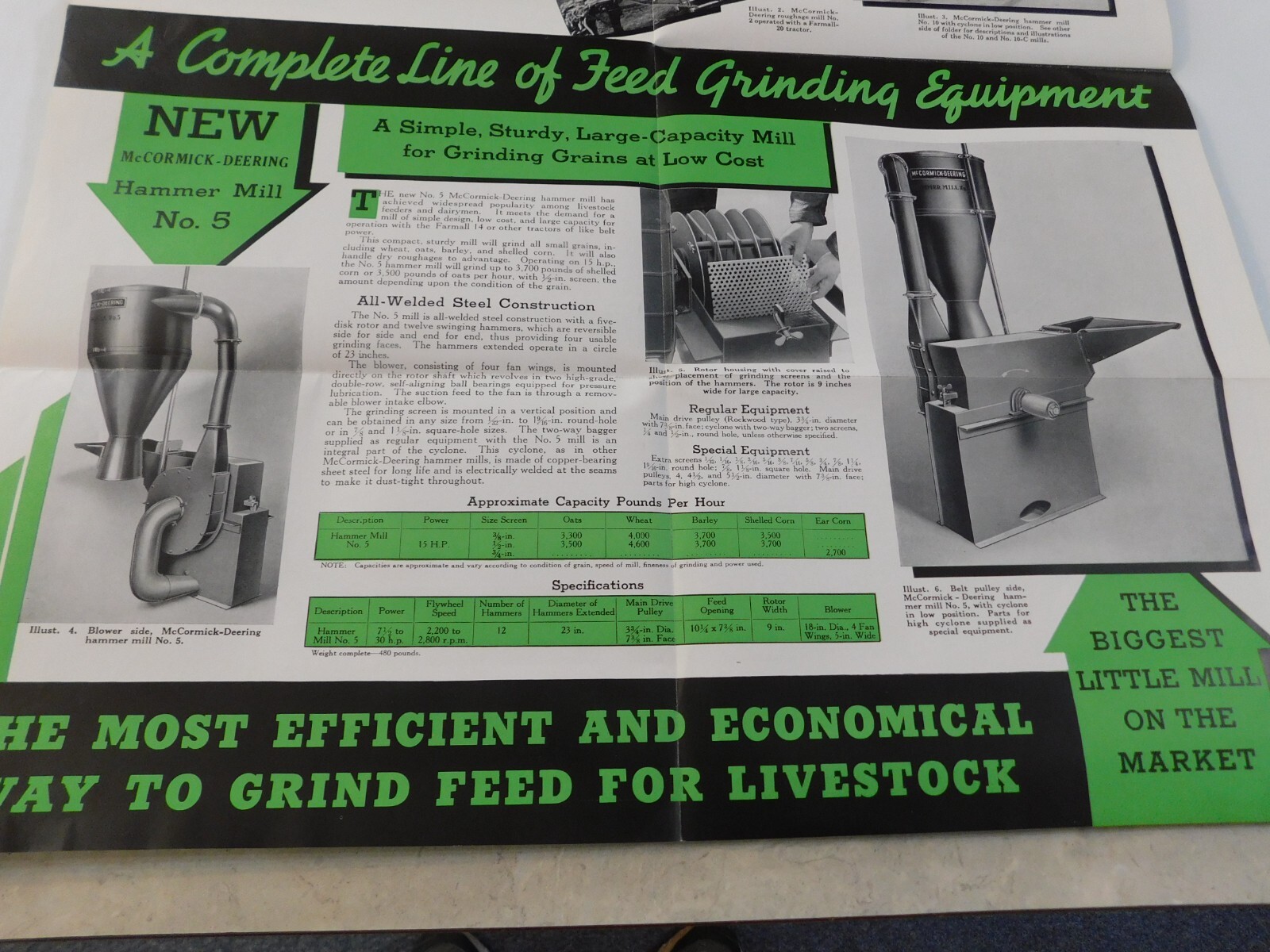 1926 McCORMICK DEERING ROUGHAGE & HAMMER MILLS SALES BROCHURE FOLDOUT NO TEARS