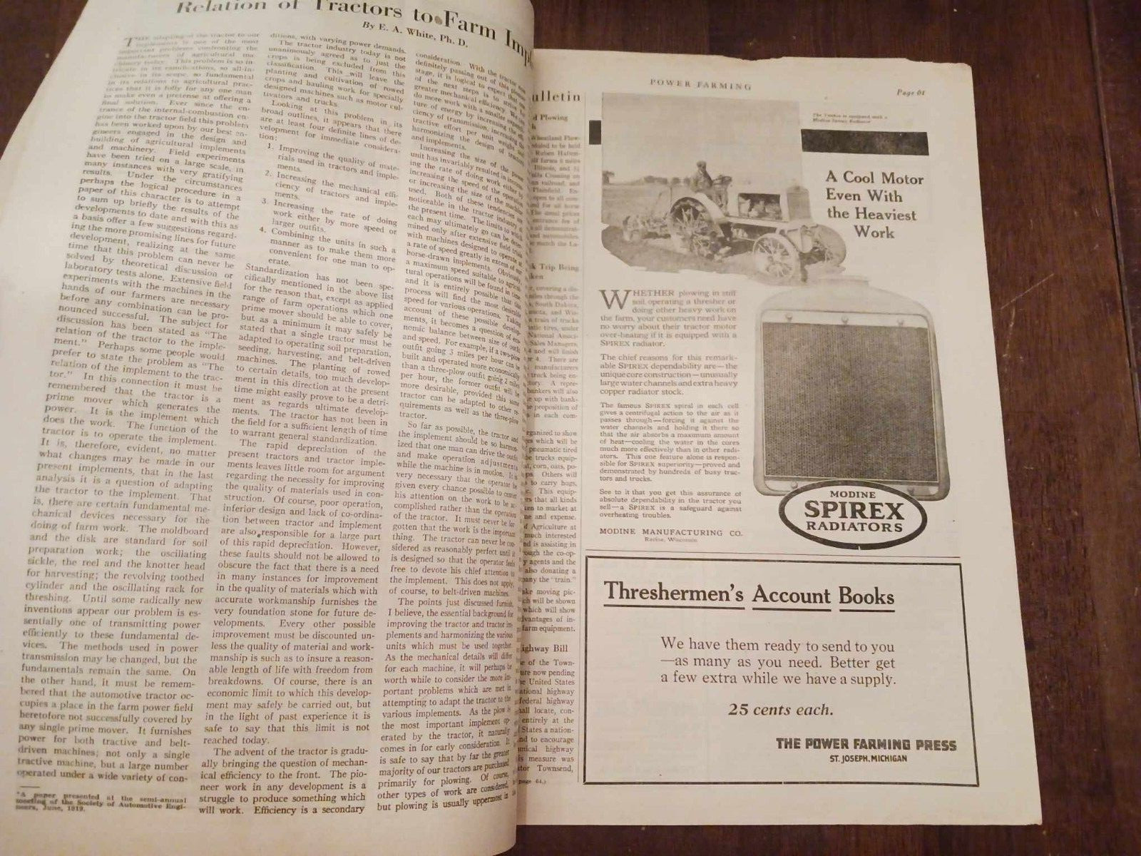 Vintage Magazine Power Farming September 1919 Holt Caterpillar Ads Photos