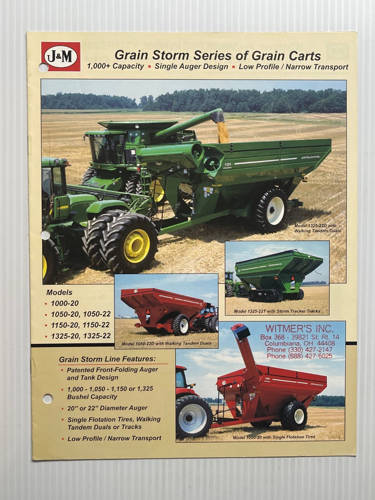 J & M Grain Storm Series Grain Carts – Sales Brochure *Original Dated 2010s*