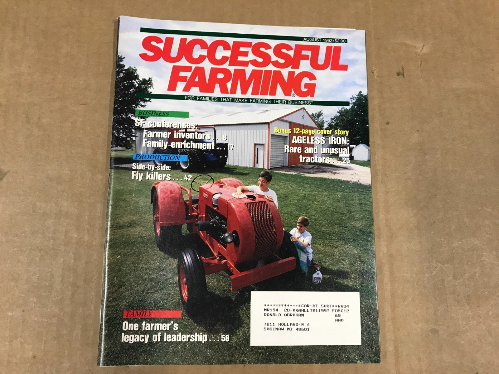 Vintage Successful Farming Magazine – « One Farmer&rsquo;s Legacy » – August 1992