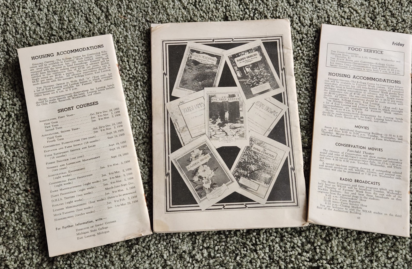 1933 book Michigan State College « Beautifying Home Grounds » + 2 MSU Farmers Week