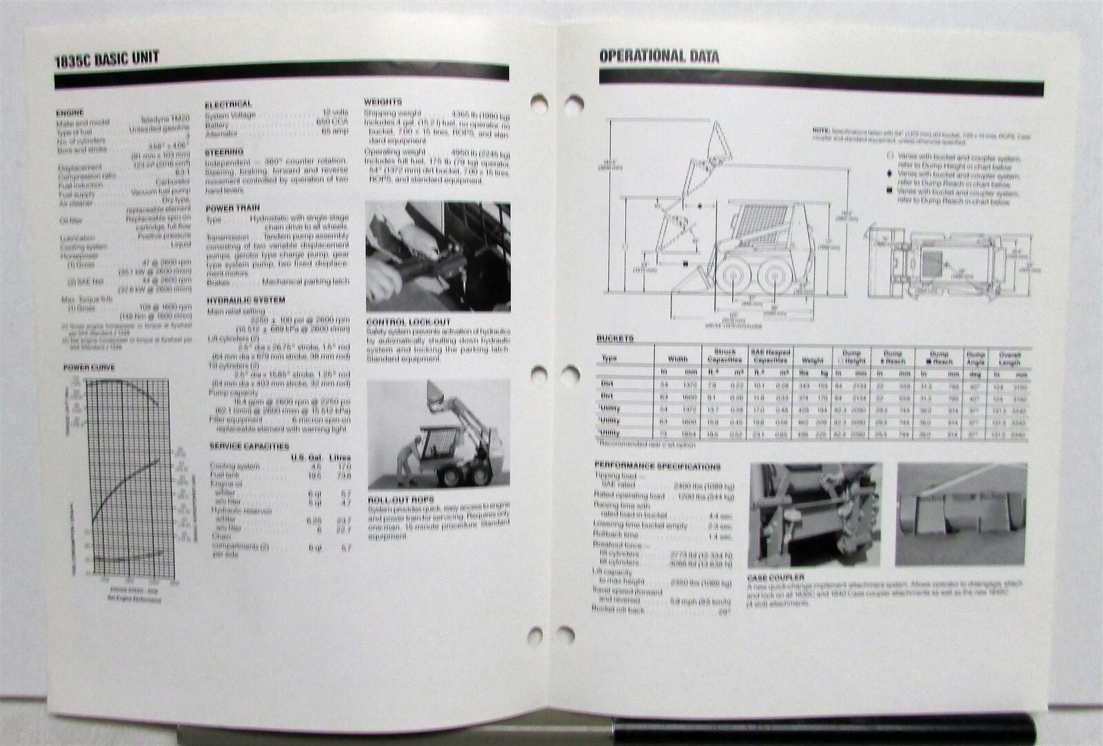 1989 Case 1835C Uni-Loader Construction Specifications Sales Folder