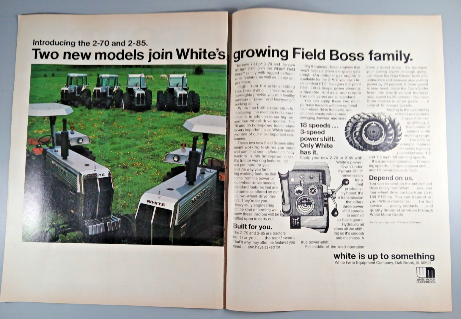 Original 1975 White Tractor 2-Page Magazine Ad « … Growing Field Boss Family »