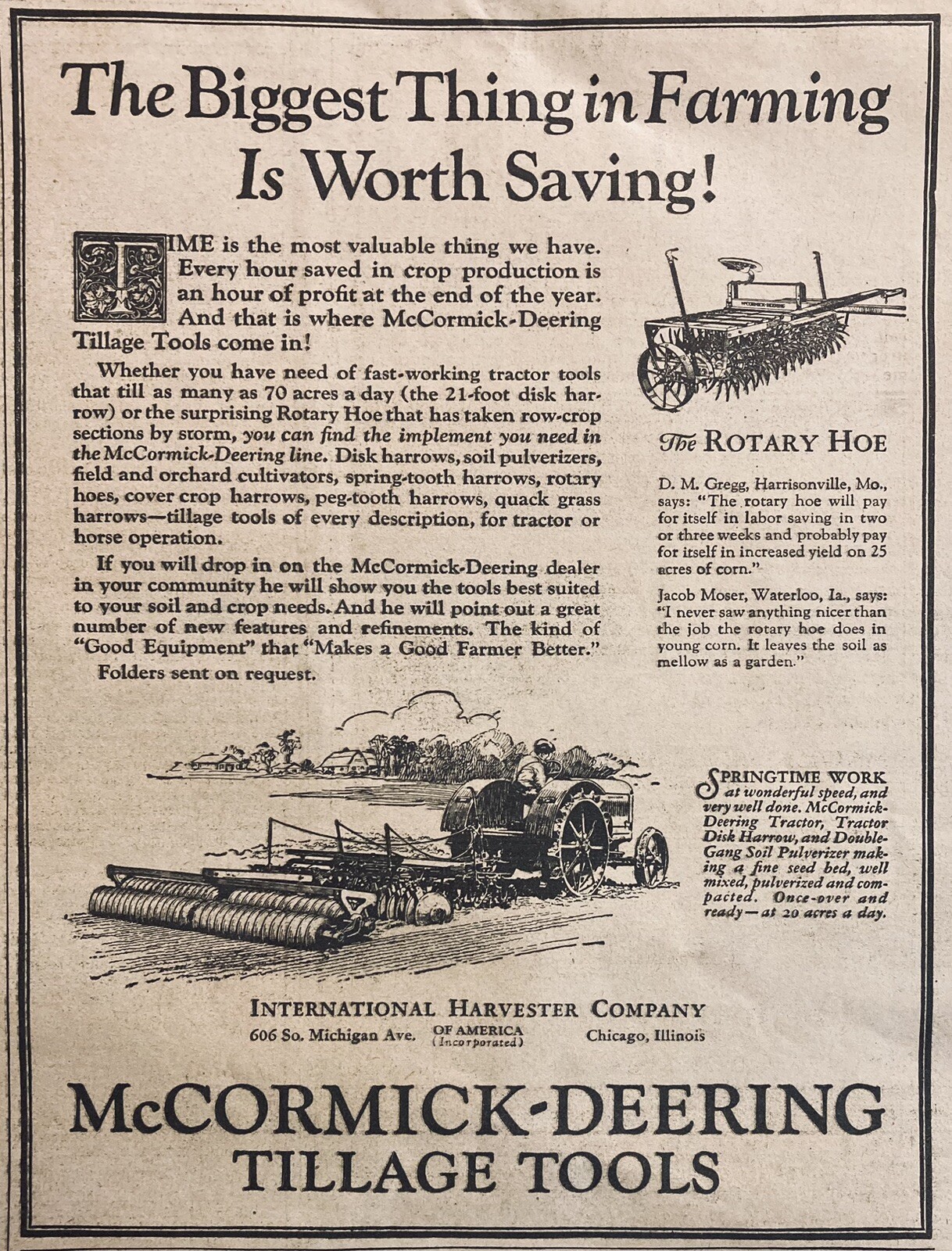 1928 AD(XH63)~INTERNATIONAL HARVESTER CO. MCCORMICK-DEERING TILLAGE TOOLS