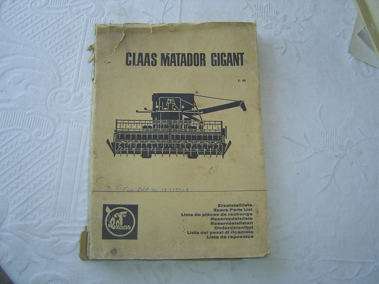 CLAAS matador gigant combine parts list catalog book manual