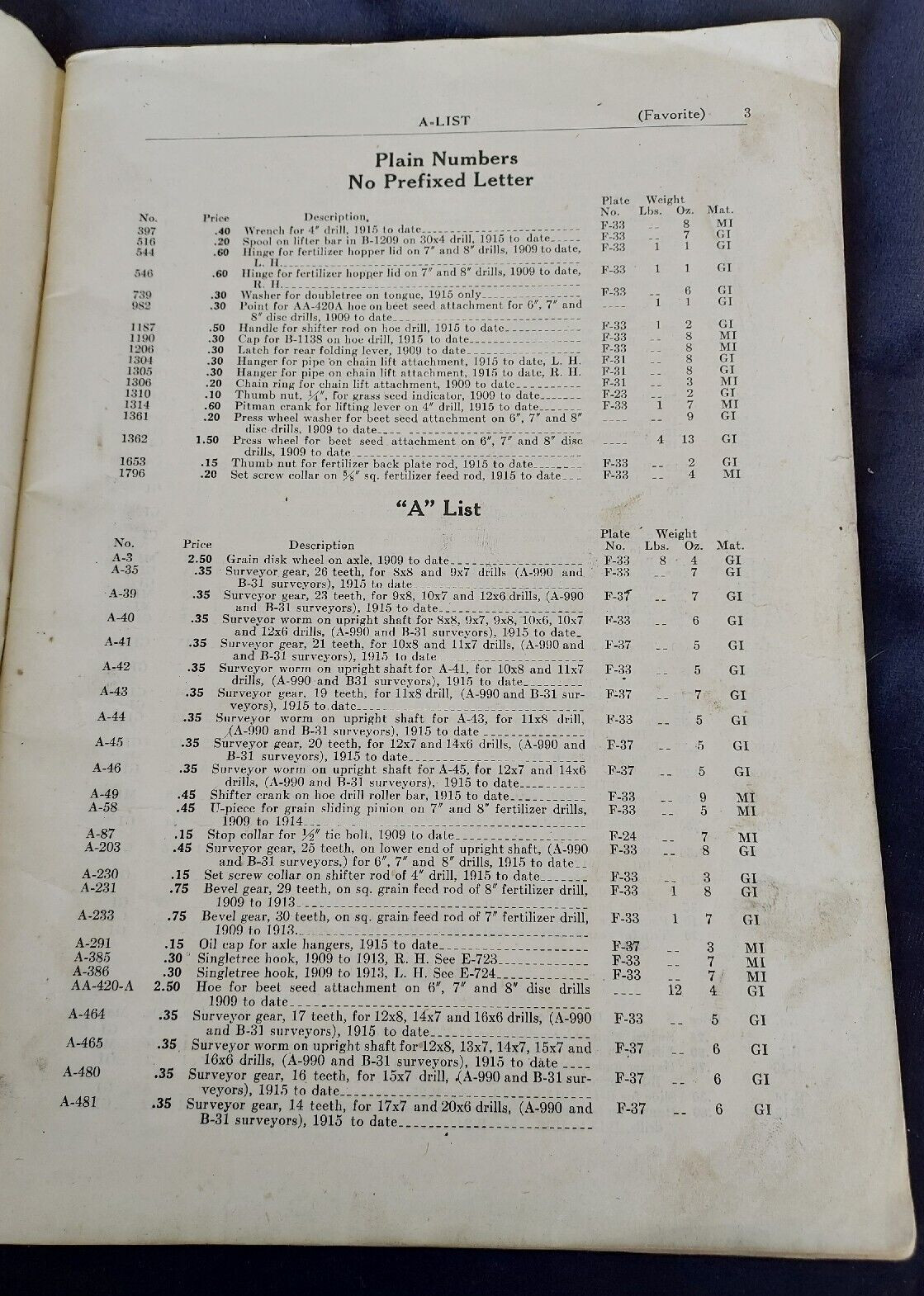 1921 Repair List Farmers Favorite Drill American Seeding Machine Springfield OH