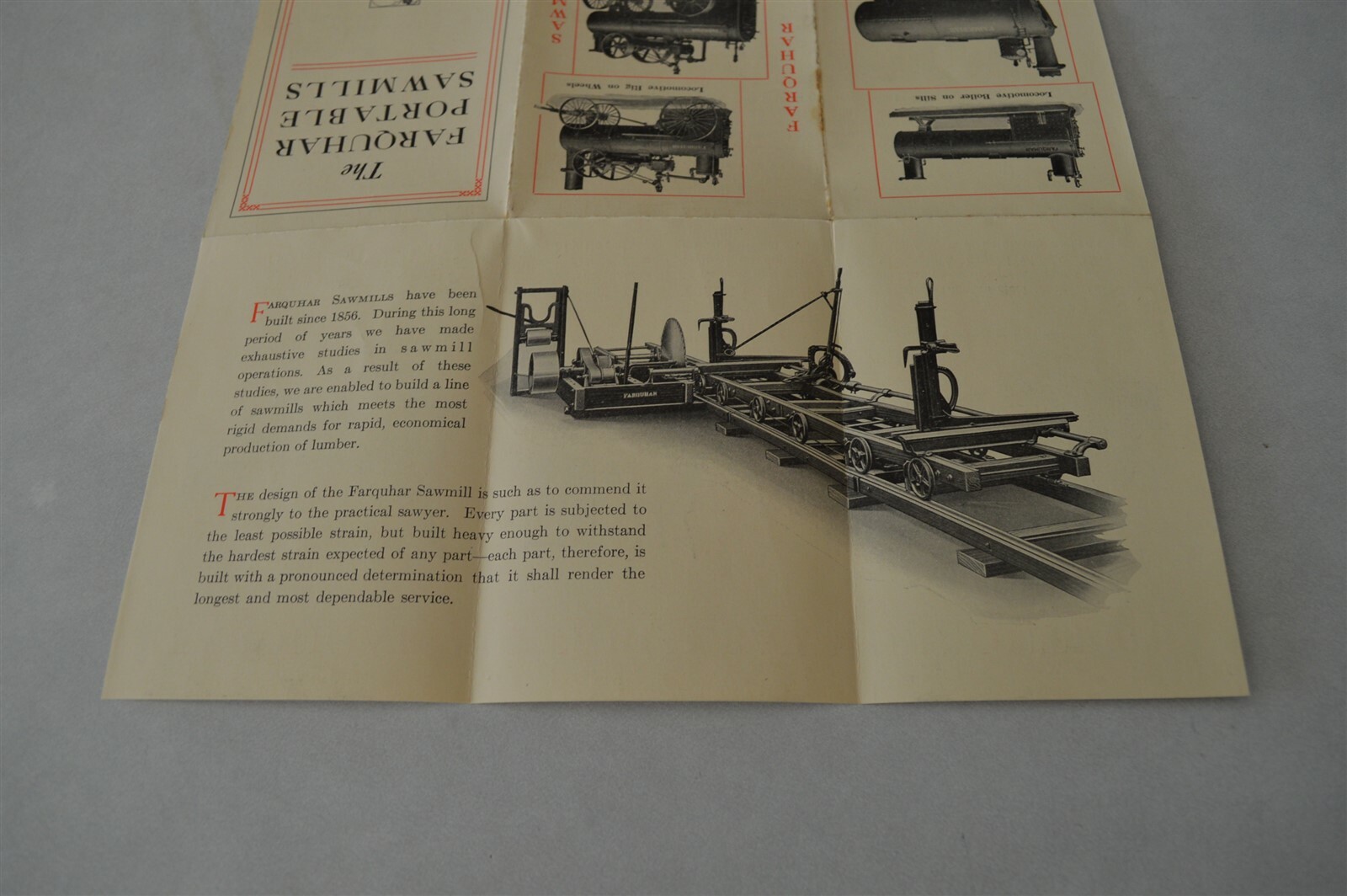 Original Farquhar York PA Tractor Portable sawmill outfits Steam Boiler pamphlet