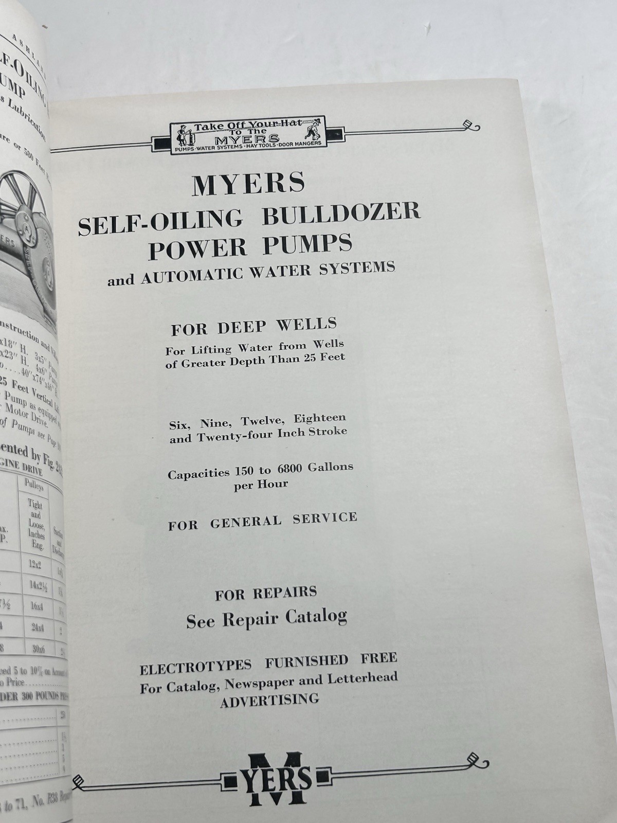 FE Myers Bro Catalog Pumps Water Systems 1938 Ashland Ohio