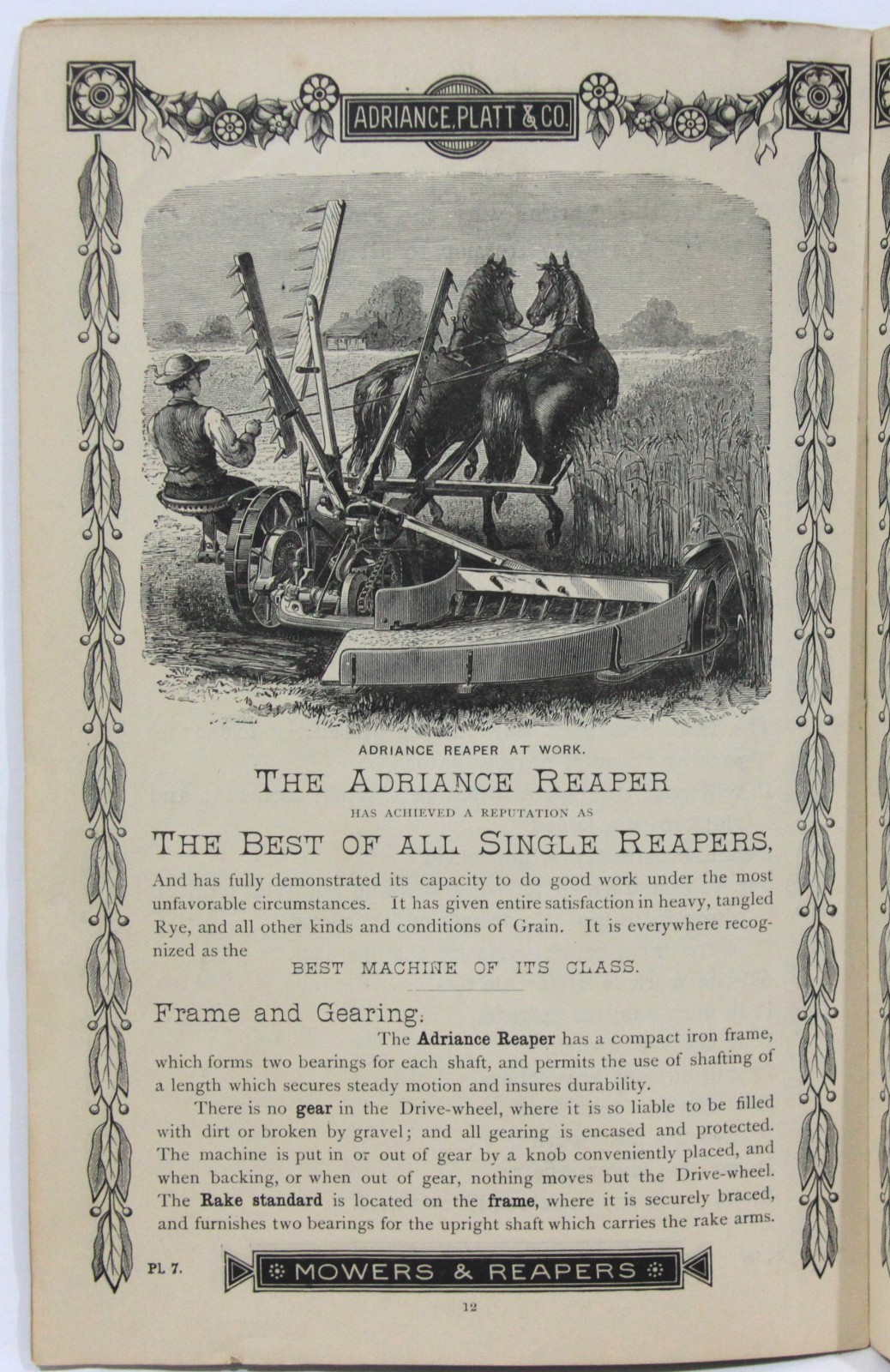 1880s Catalog of Mowers and Reapers – Adriance, Platt & Co of Poughkeepsie NY