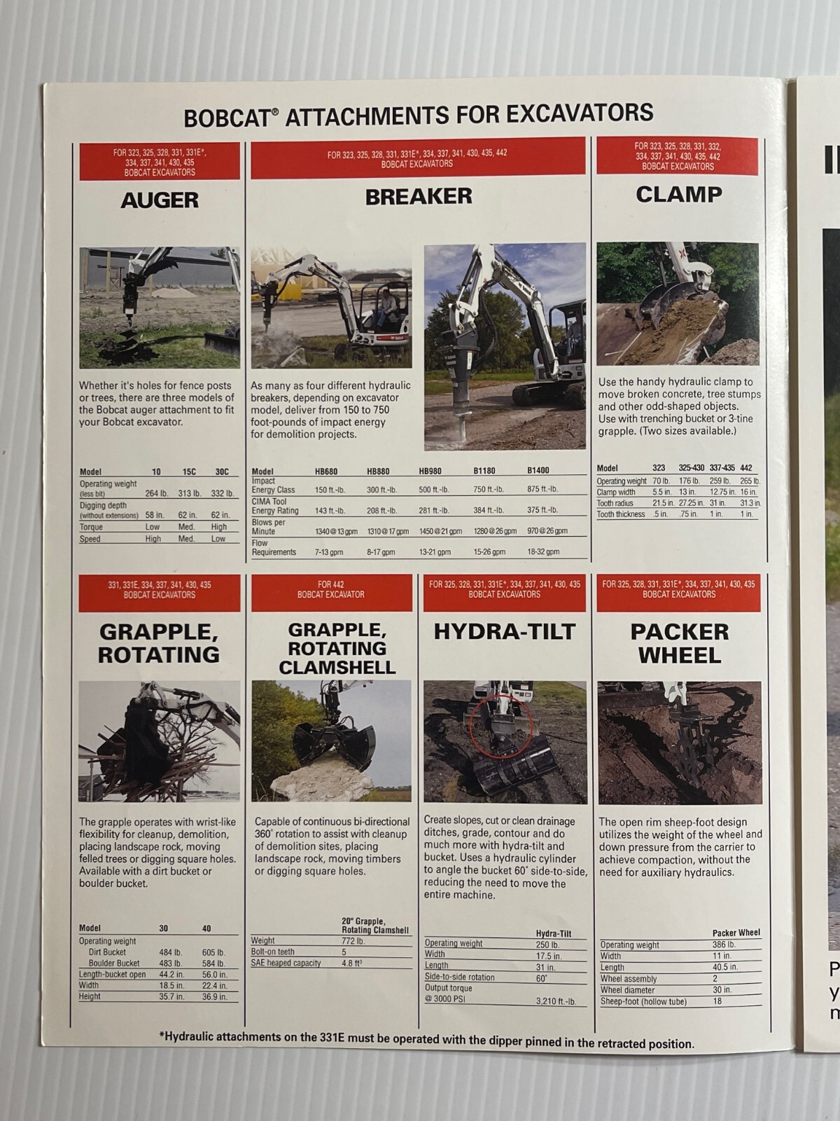 Bobcat Attachments For Excavators Sales Brochure *2000s* (Showroom Book)