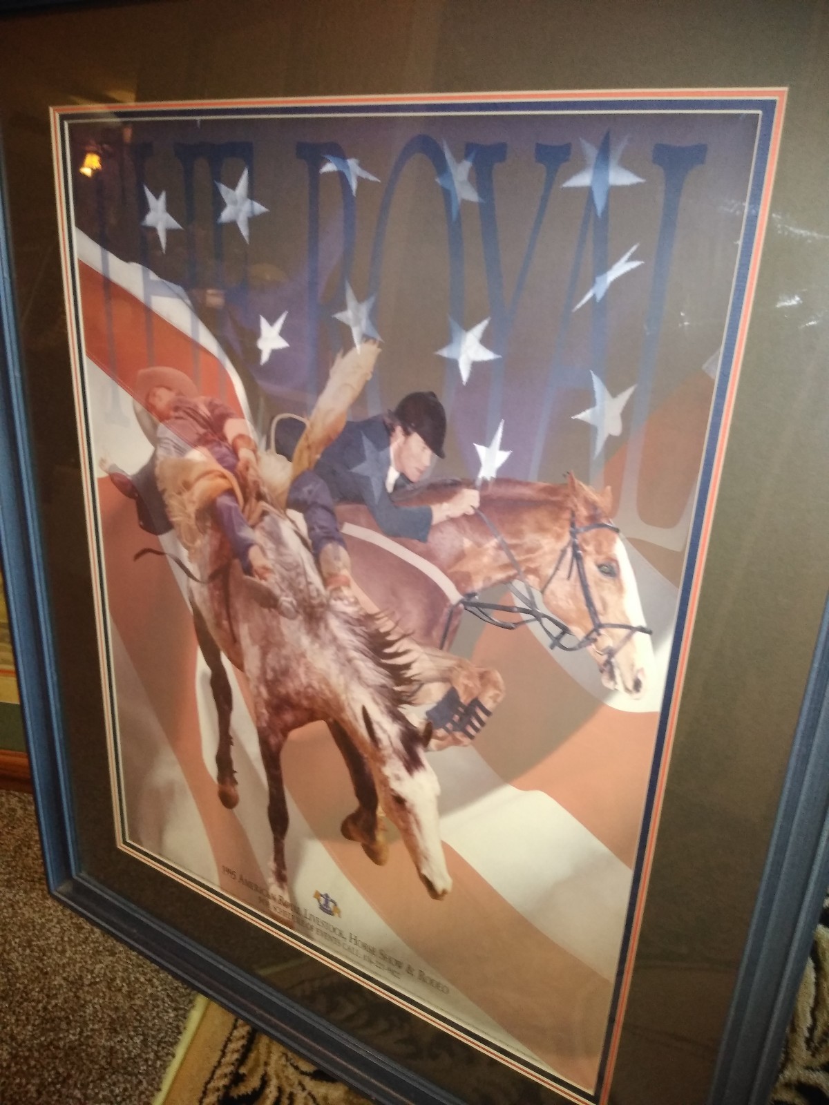 Framed 1995 American Royal Livestock, Horse Show & Rodeo Poster, Frame 26×31