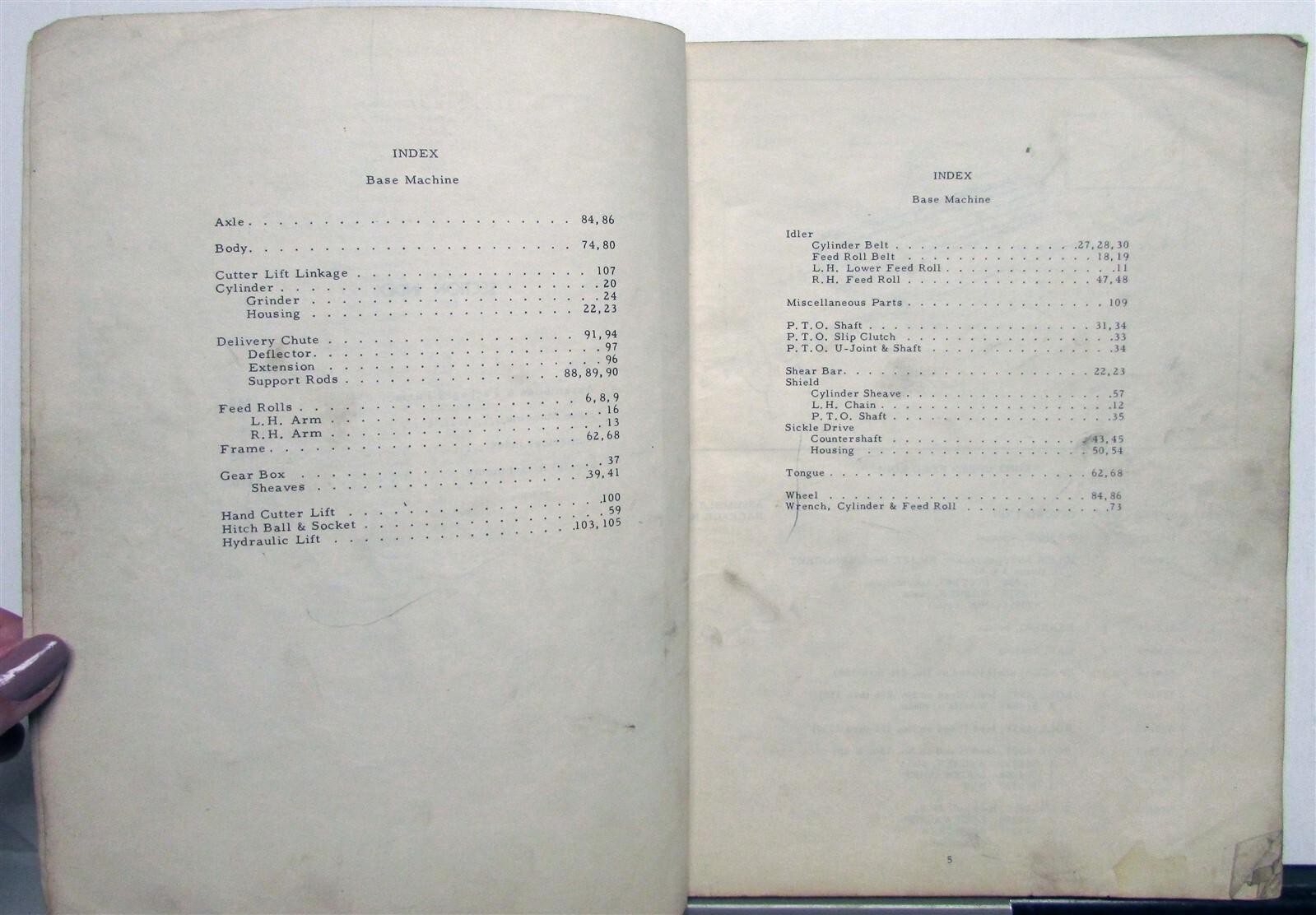 1959 Allis Chalmers Forage Harvester Specs Construction Dealer Parts Catalog