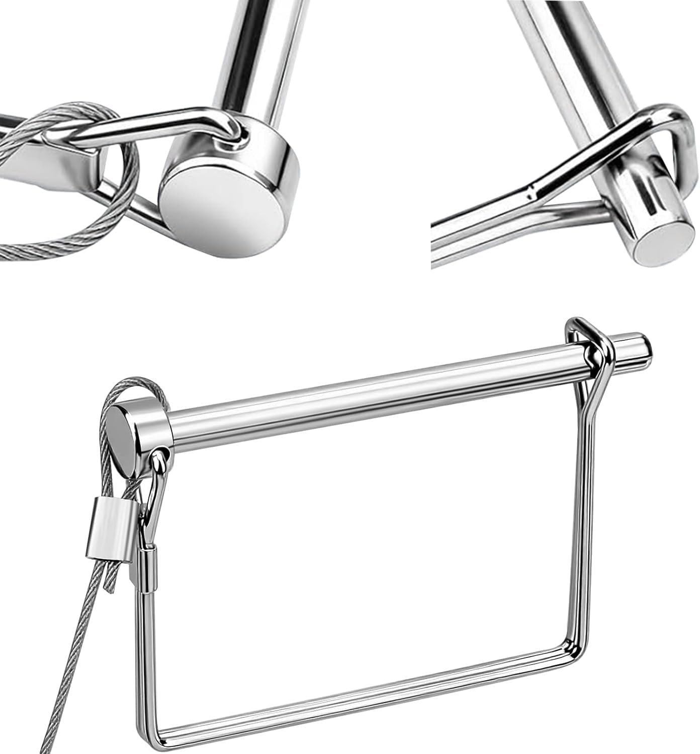 2 Pack 5/16&Prime;x4&Prime;Trailer Coupler Pin with Anti-Loss Cable, Square Wire Lock Pin