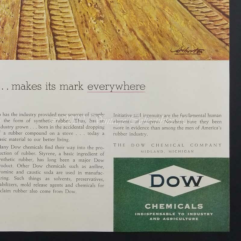 1952 Dow Chemical Rubber Farming Industry Tractor Tires photo art decor print ad