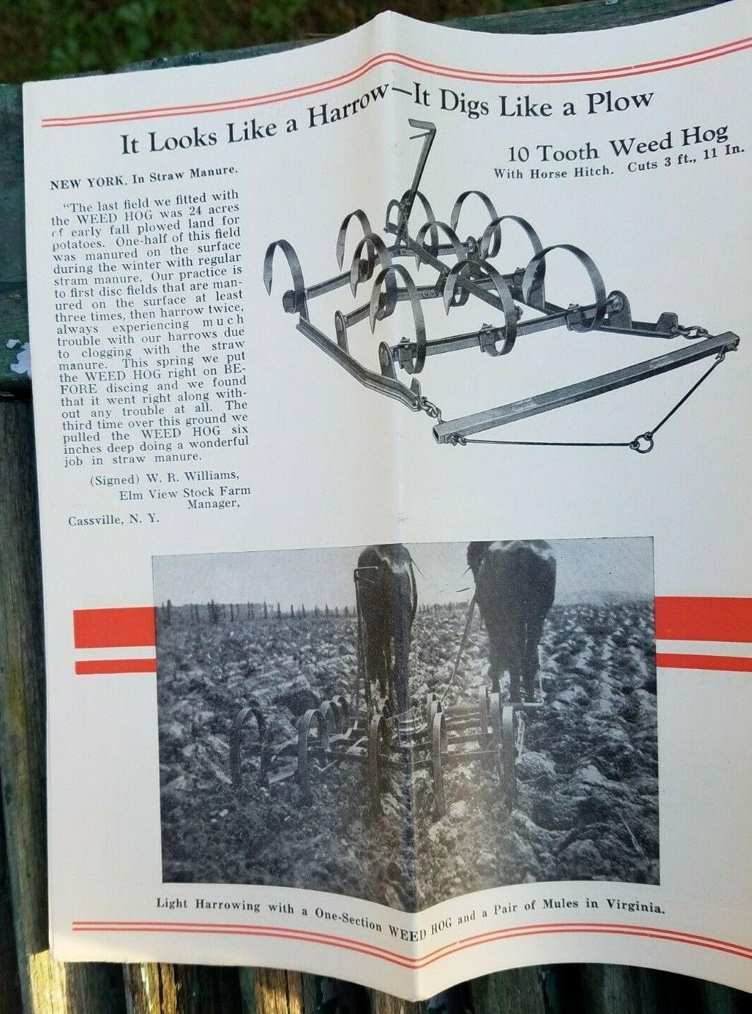 Old Farm Equipment Brochure Weed Hog Plow Harrow Babcock Mfg Leonardsville NY