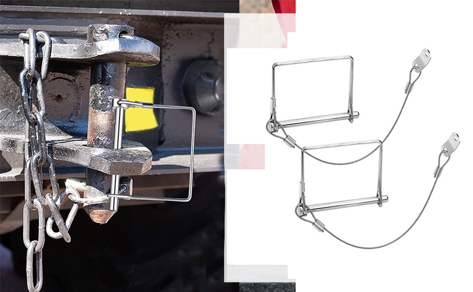 2 Pack 5/16&Prime;x4&Prime;Trailer Coupler Pin with Anti-Loss Cable, Square Wire Lock Pin