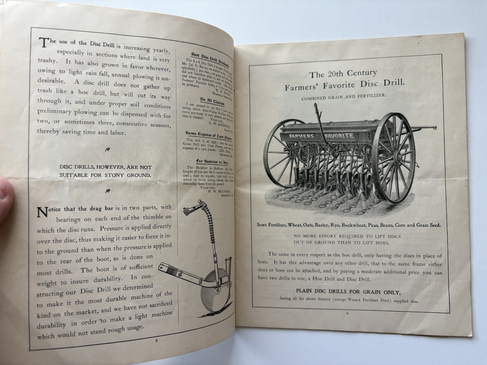 Antique Bickford & Huffman Macedon NY Farm Grain Drills Implements Catalog