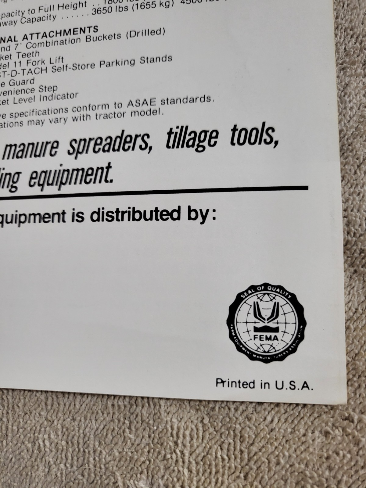 DUAL 175 Tractor Front LOADER BROCHURE Ford John Deere J I CASE Sioux Falls, SD.